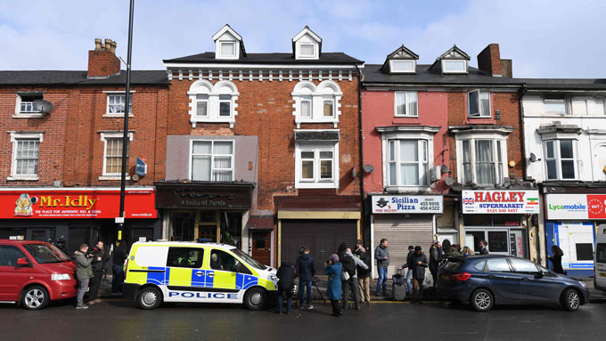 英中部バーミンガムでロンドンのテロ事件に関連して捜索を受けた建物=20170323　写真提供：時事通信