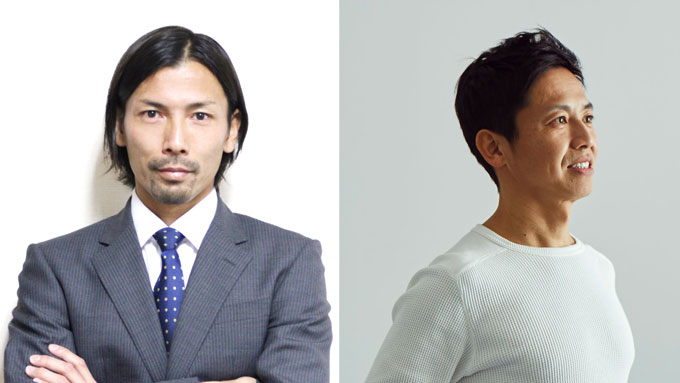 サッカーコメンテーター：元日本代表FW-鈴木隆行(左)　日本代表応援サポーター：GAKU-MC(右)