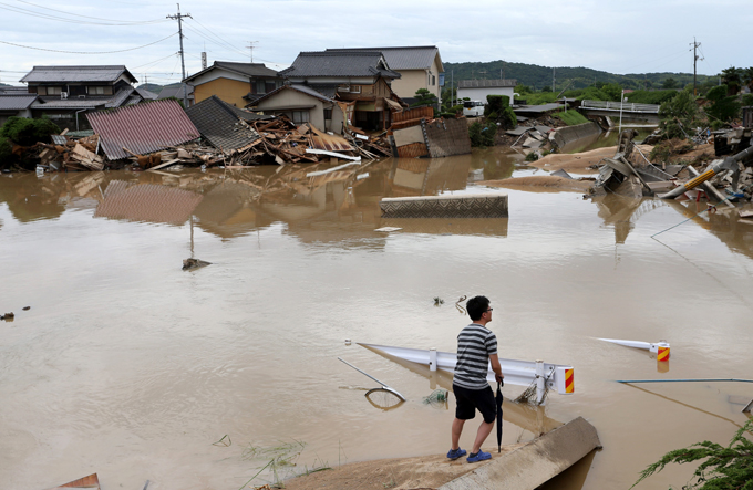 西日本豪雨被害 冠水 家屋 倒壊 倉敷市 真備町