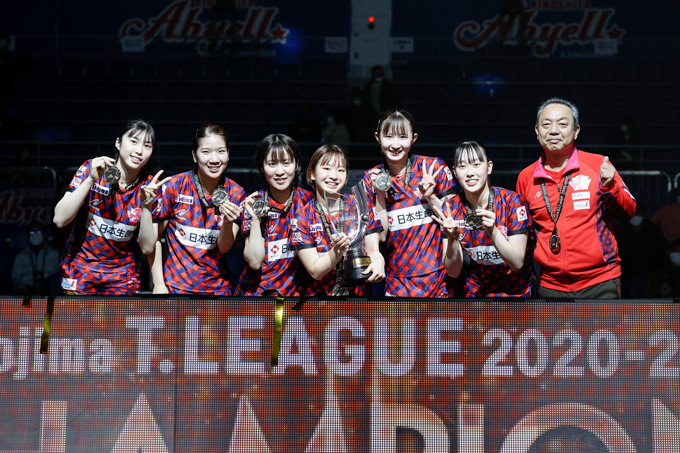 卓球Tリーグの女子　日本生命レッドエルフ3連覇　MVPは早田ひな