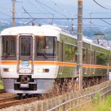 313系電車・普通列車とすれ違う373系電車・特急「ふじかわ」、身延線・富士宮～源道寺間