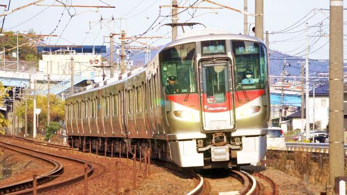 227系電車・普通列車、山陽本線・阿品～宮島口間（2019年撮影）