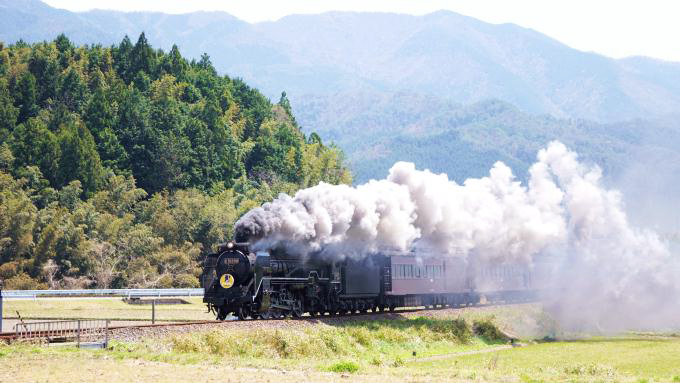 D51形蒸気機関車＋35系客車・快速「SLやまぐち号」、山口線・徳佐～船平山間