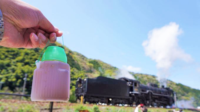D51形蒸気機関車とポリ茶瓶