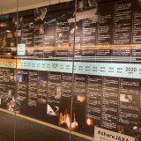 JAXA東京事務所の前には、宇宙開発の足跡を示す年表が