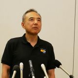 訓練後、取材に応じる古川さん（2023年5月12日撮影）