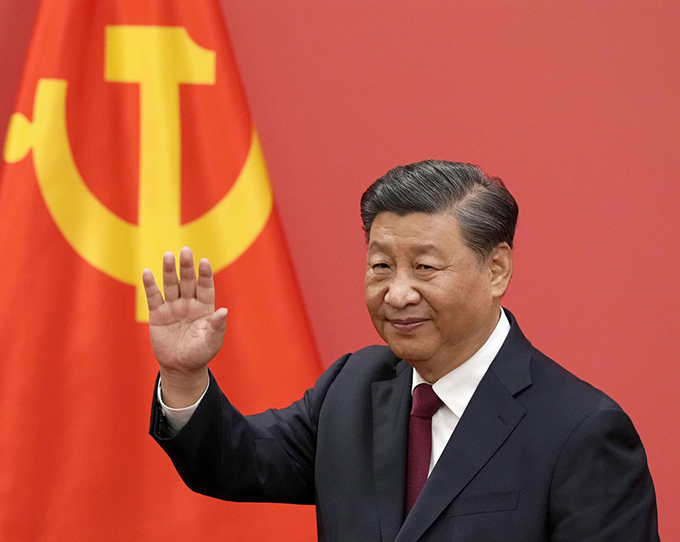 中国の習近平国家主席＝2022年10月、北京の人民大会堂（共同）　写真提供：共同通信社