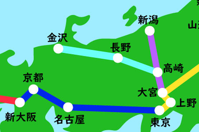 新幹線路線図　※北陸新幹線 金沢-敦賀間 開業前