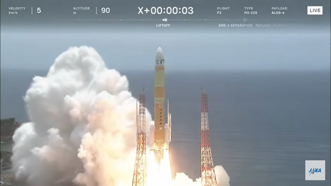 H3ロケット3号機打ち上げの瞬間（JAXA　YouTubeから）