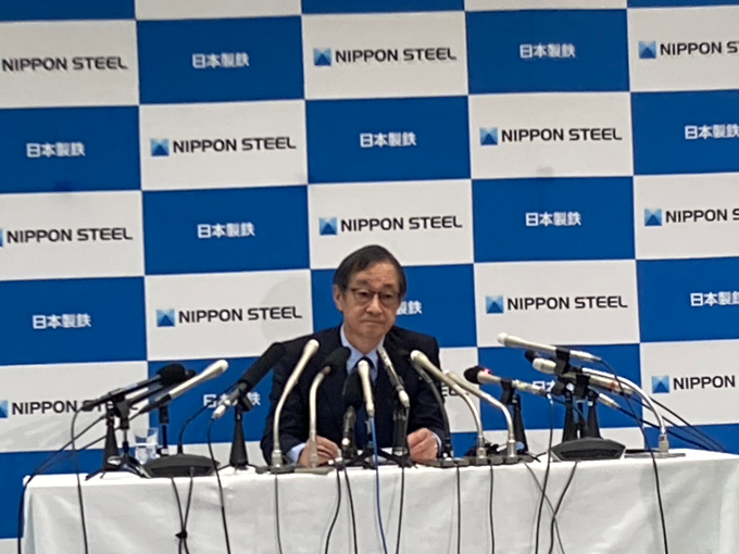 日本製鉄・橋本英二会長の記者会見（1月7日撮影）