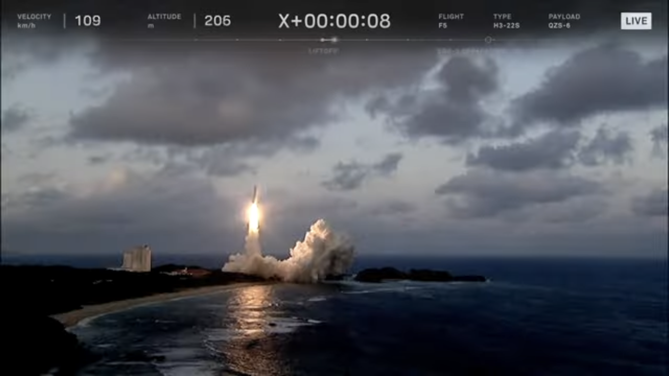 H3ロケット5号機打ち上げの瞬間（JAXAチャンネルから）