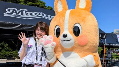 千葉興銀の「ちばコーギー」、着ぐるみが初のお披露目